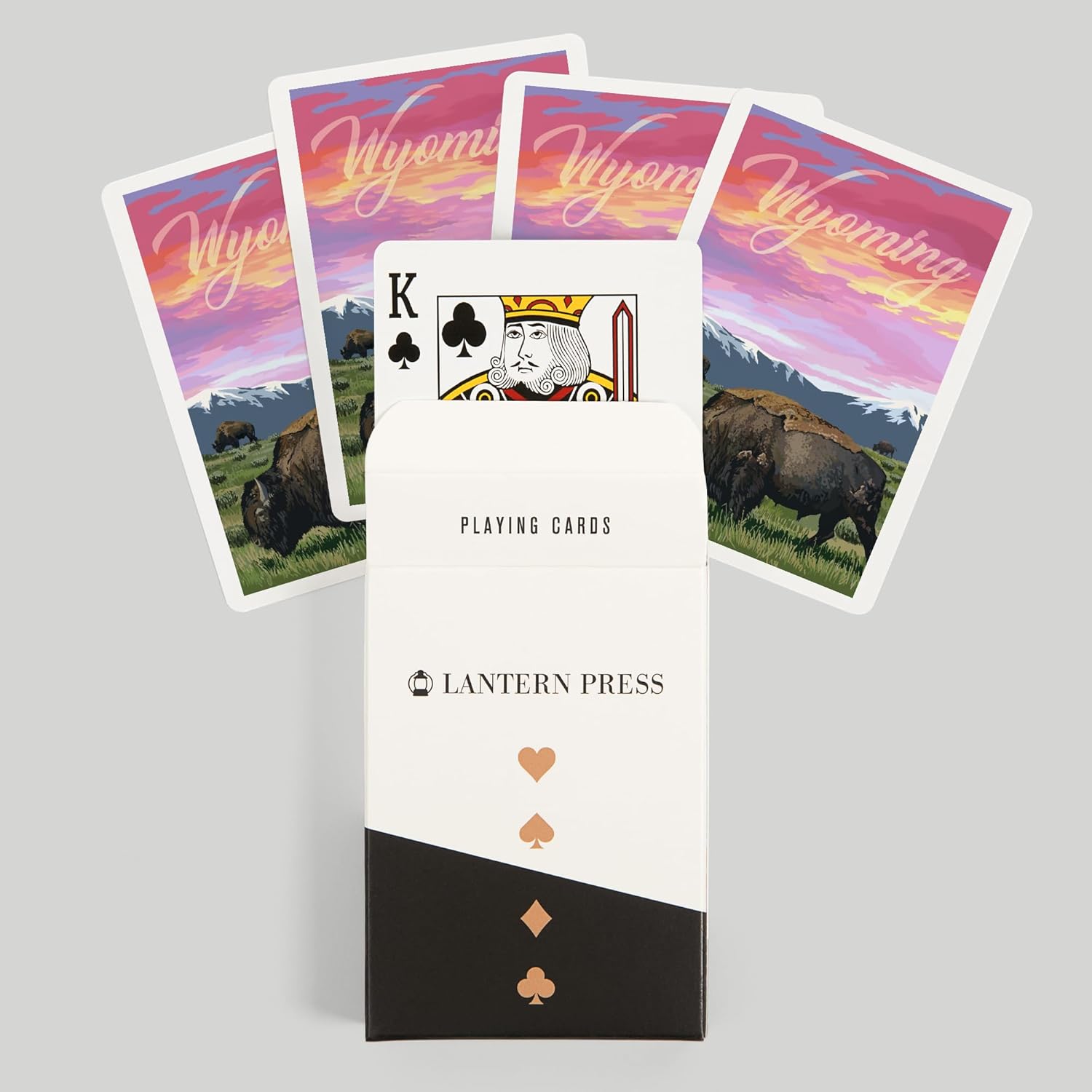 Lantern Press Wyoming, Bison and Sunset, 52 Playing Cards for Adults, Poker Size Card Deck