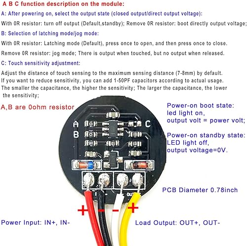 Miniatura 4 de 2 unids DC 3V-30V 5V 12V 2A Interruptor táctil capacitivo en miniatura Módulo Sensor Mini Botón biestable Control de interruptor electrónico táctil