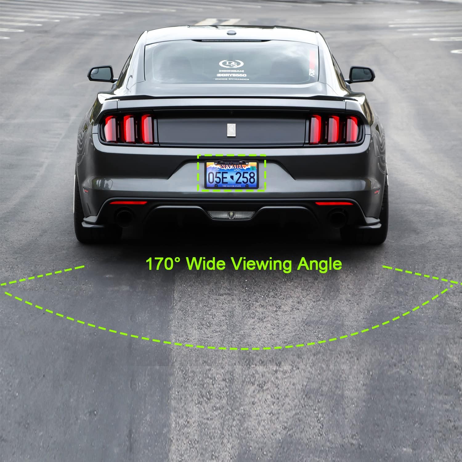 12V cigarette lighter power adapter for the monitor, featuring a USB charging port and activation button.