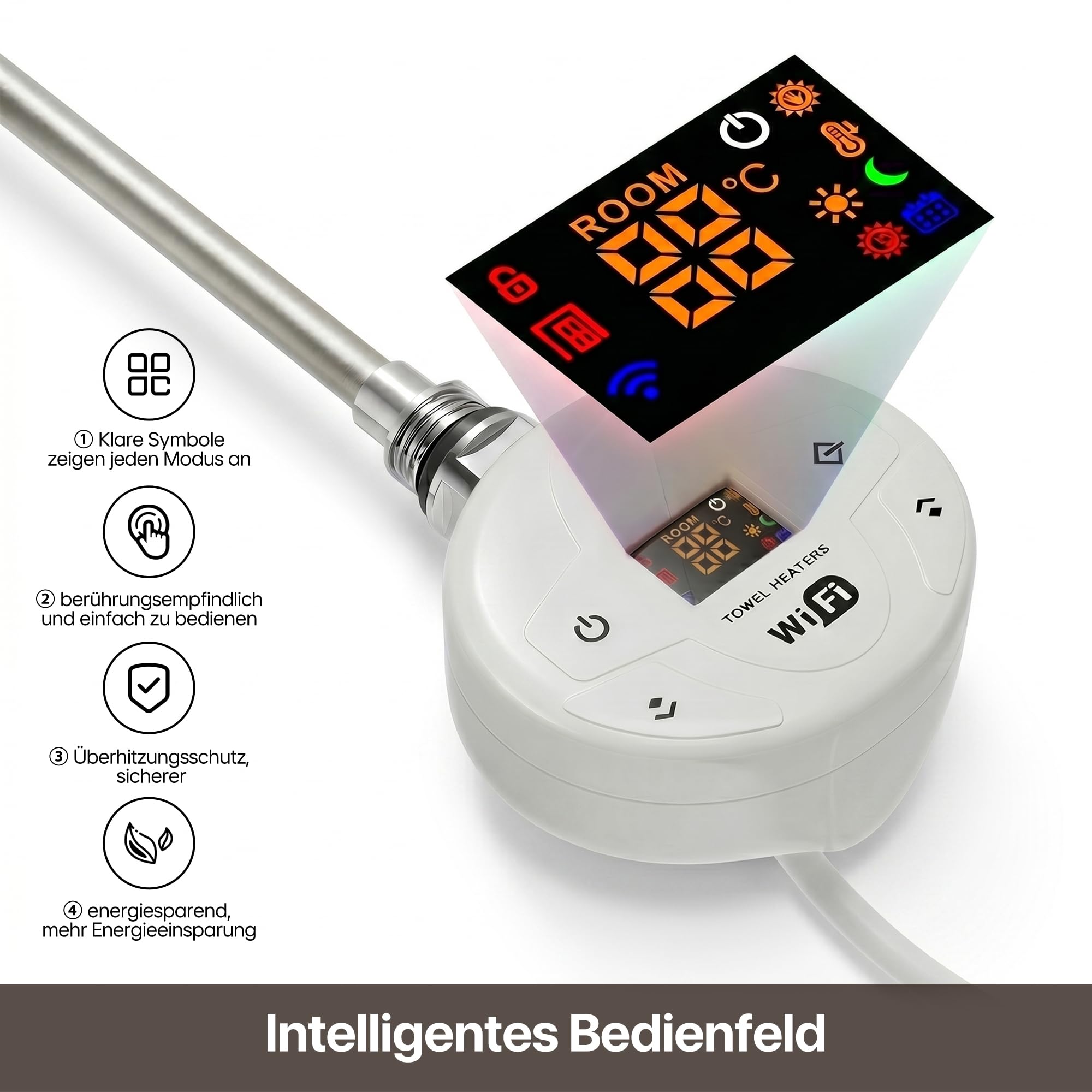 Elektrischer Handtuchwärmer 1314x600mm mit WiFi Programmierbare heizstab