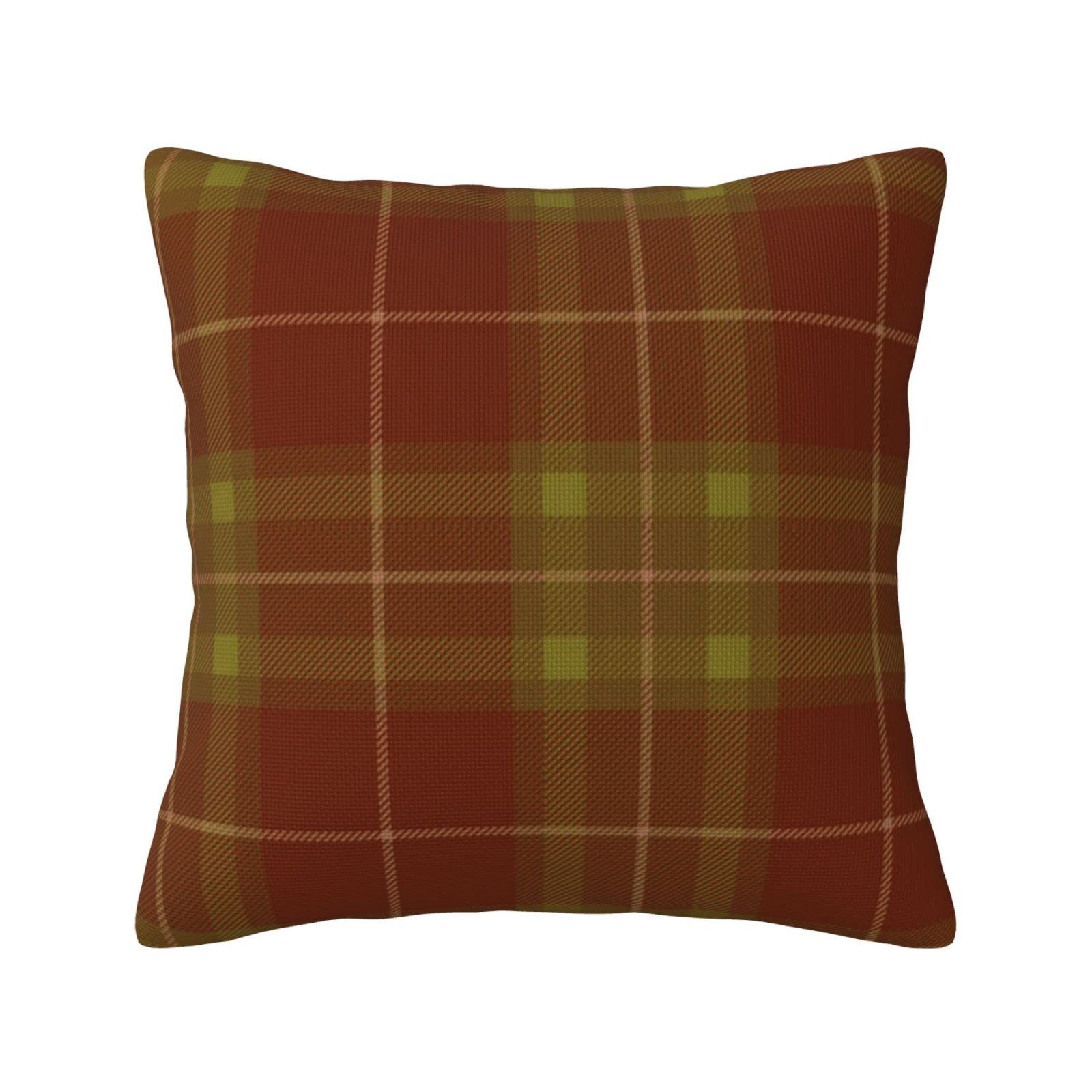 Yingd Red/Green Cushion Cover And Tartan Pattern 45X45cm