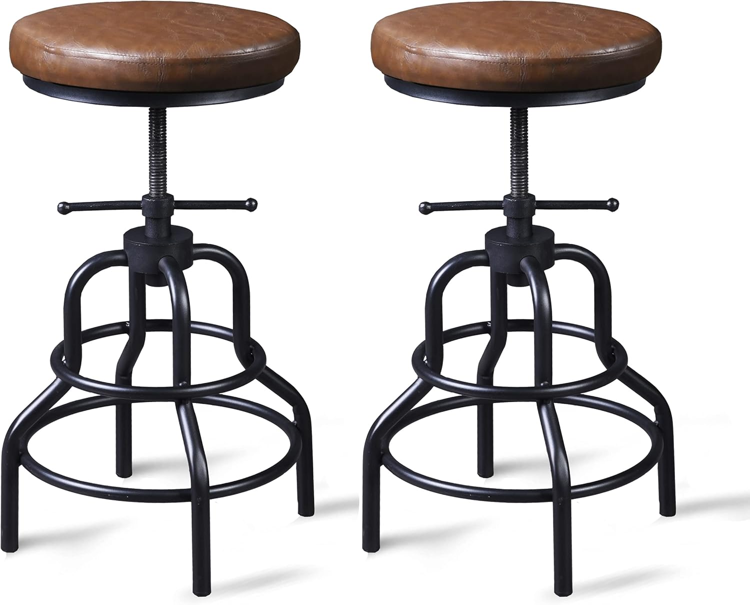 LOKKHAN Industrial Bar StoolsSwivel Leather Metal Bar