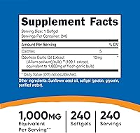 Vista 2 de Nutricost Ajo 1000 mg, 240 cápsulas blandas - Suplemento de ajo de alta potencia, sin gluten