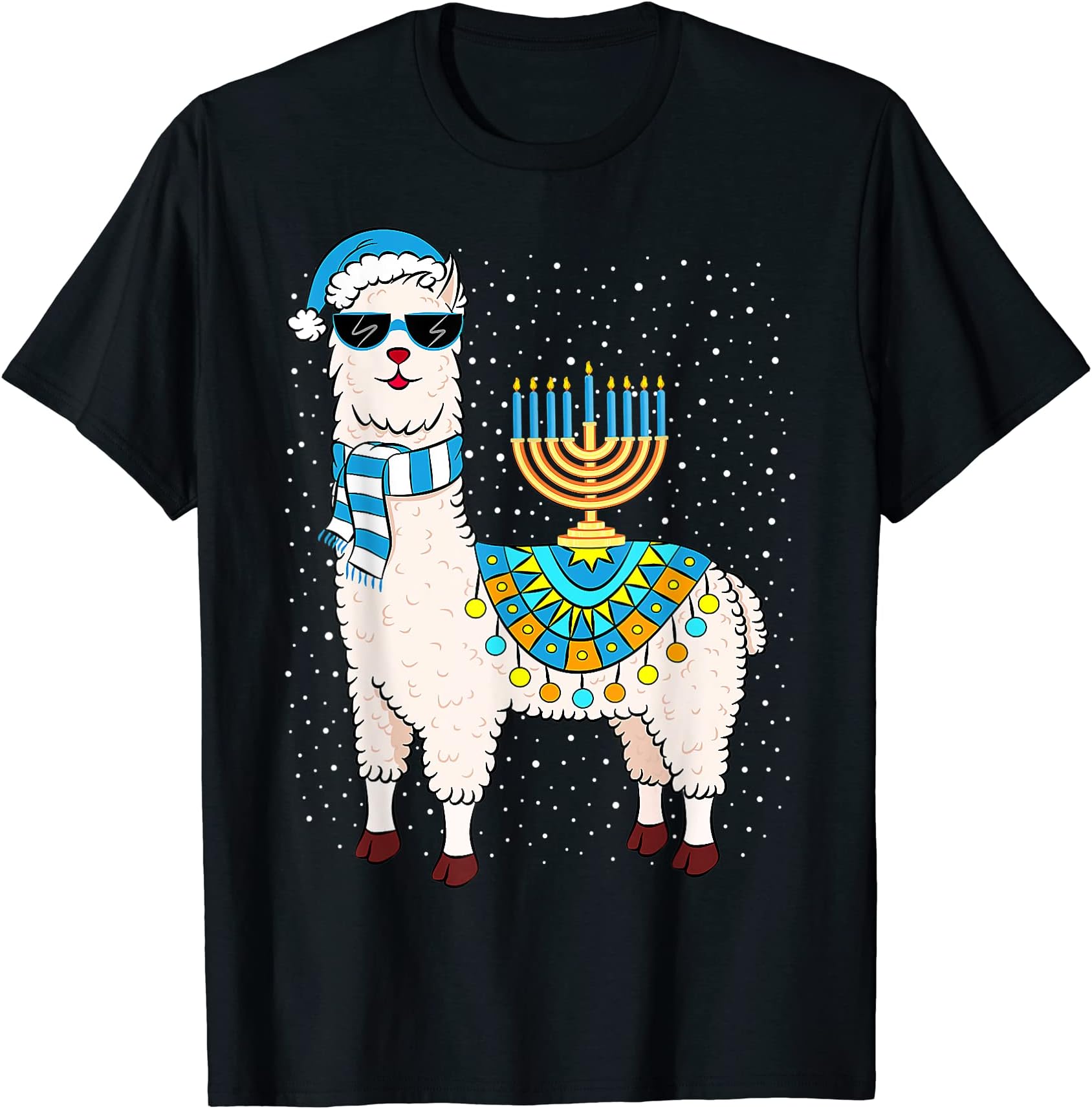Menorah Hanukkah Llama T-Shirt Cute Alpaca Chanukah T-Shirt