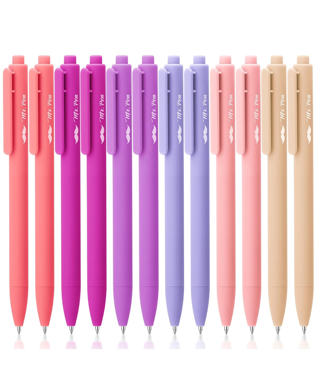 Mr Pen- Retractable Gel Pens 12Pack Black Ink Blushing Bloom Color Barrel Gel Pens