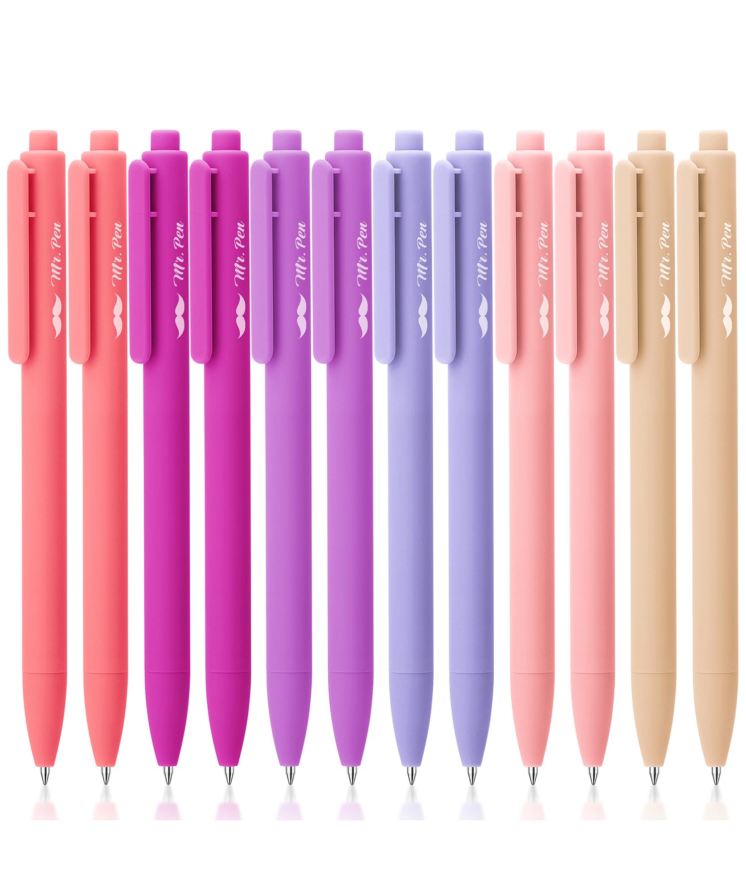 Mr. Pen- Retractable Gel Pens, 12Pack, Black Ink, Blushing Bloom Color Barrel Gel Pens
