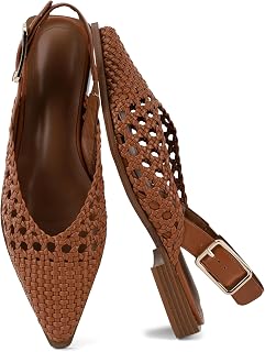 ZBOT Women's Flat Mules Pointed-Toe Closed-Toe Flats Open-Heel Slip-on Style Professional Office Wear Comfortable Casual Sandals