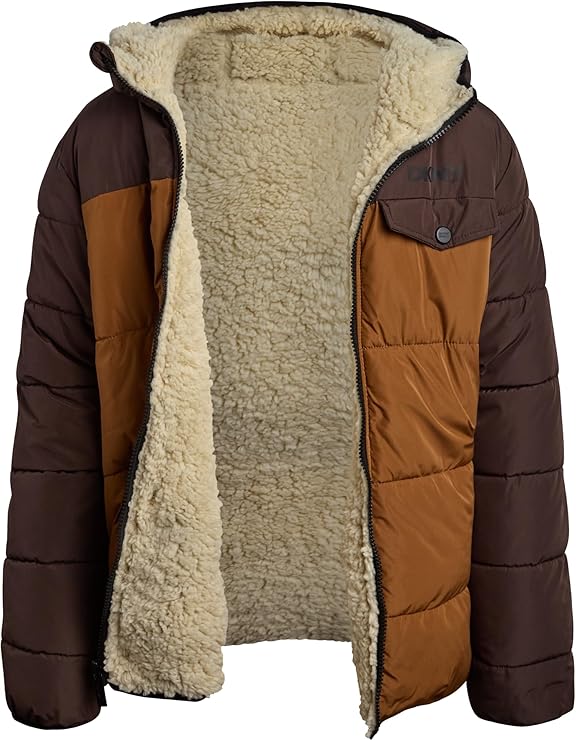 Amazon.com: DKNY Boys Puffer Jacket - Reversible Zip Up Kids Winter Coat Sherpa Jacket with Hood - Outerwear Jackets for Boys, Size 18-20, Navy Combo: Clothing, Shoes & Jewelry