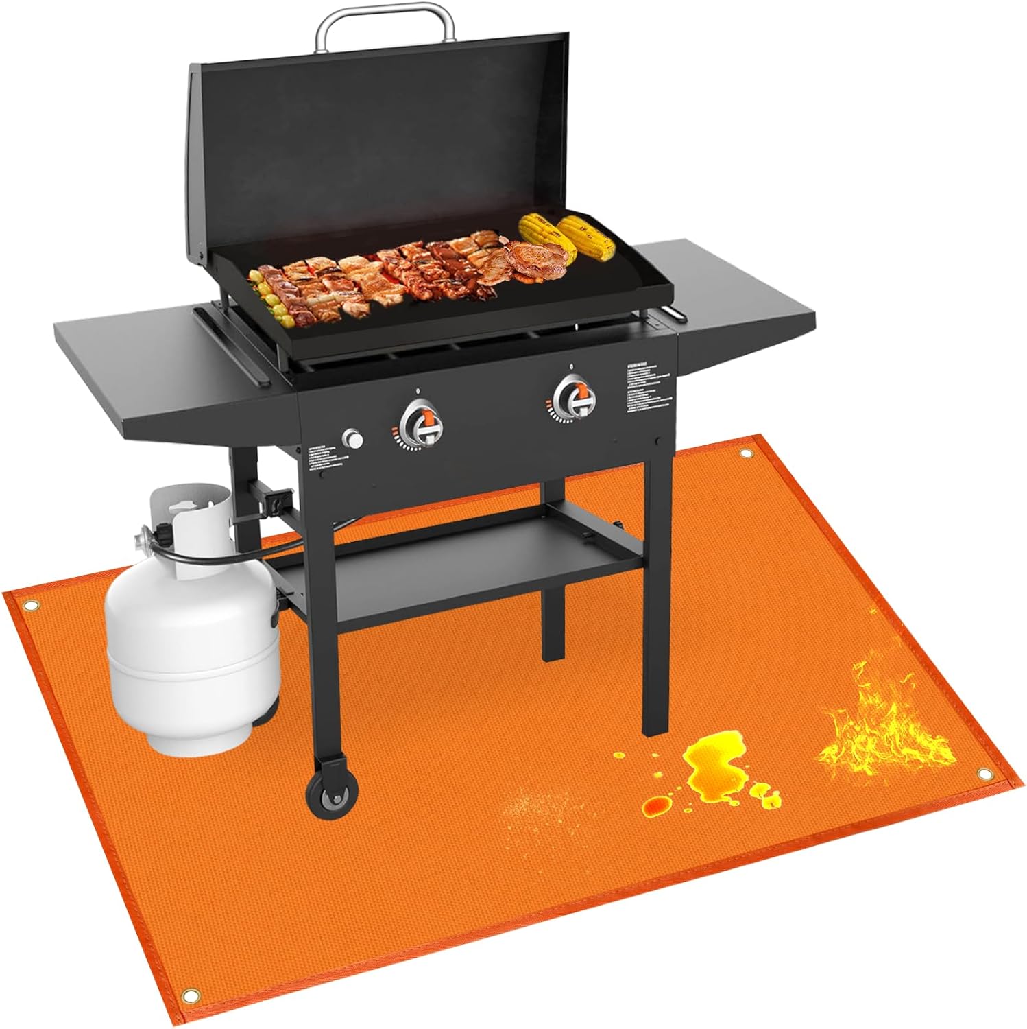 48 x 36in Under Grill Mat Compatible with Blackstone 17in & 22in Griddle with Stand - Fireproof Griddle Mat for Blackstone to Protect the Deck, Patio, Pavers - BBQ Mats Compatible with Outdoor Grill