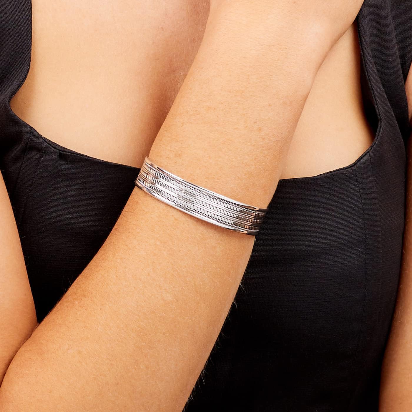 Mens 925 Sterling Silver Bangle Bracelet Classic Braided Line Silver Cuff Gift For Men