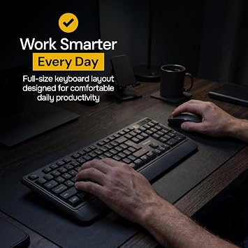 Goldtouch Wireless Keyboard and Mouse Combo. USB Computer Keyboard & Optical Mouse for Desktop PC, Laptop, Mac. Compatible with Windows. 2.4GHz & Bluetooth.