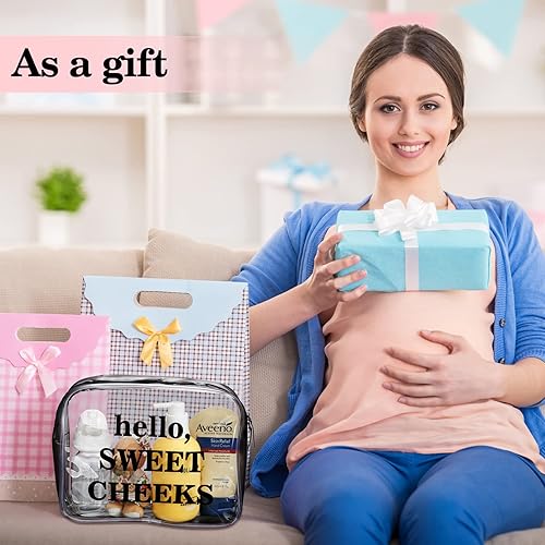 Miniatura 6 de Oudain Juego de 4 bolsas organizadoras de bolsas de pañales de PVC transparente, bolsa de pañales de viaje impermeable con cremallera, bolsa de