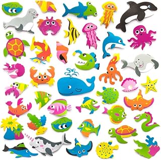 Baker Ross FE340 Sealife Foam Stickers - Pack of 200, Kids Stickers, Ideal for Children's Arts and Crafts Projects, Great for Card Making and Scrapbooking