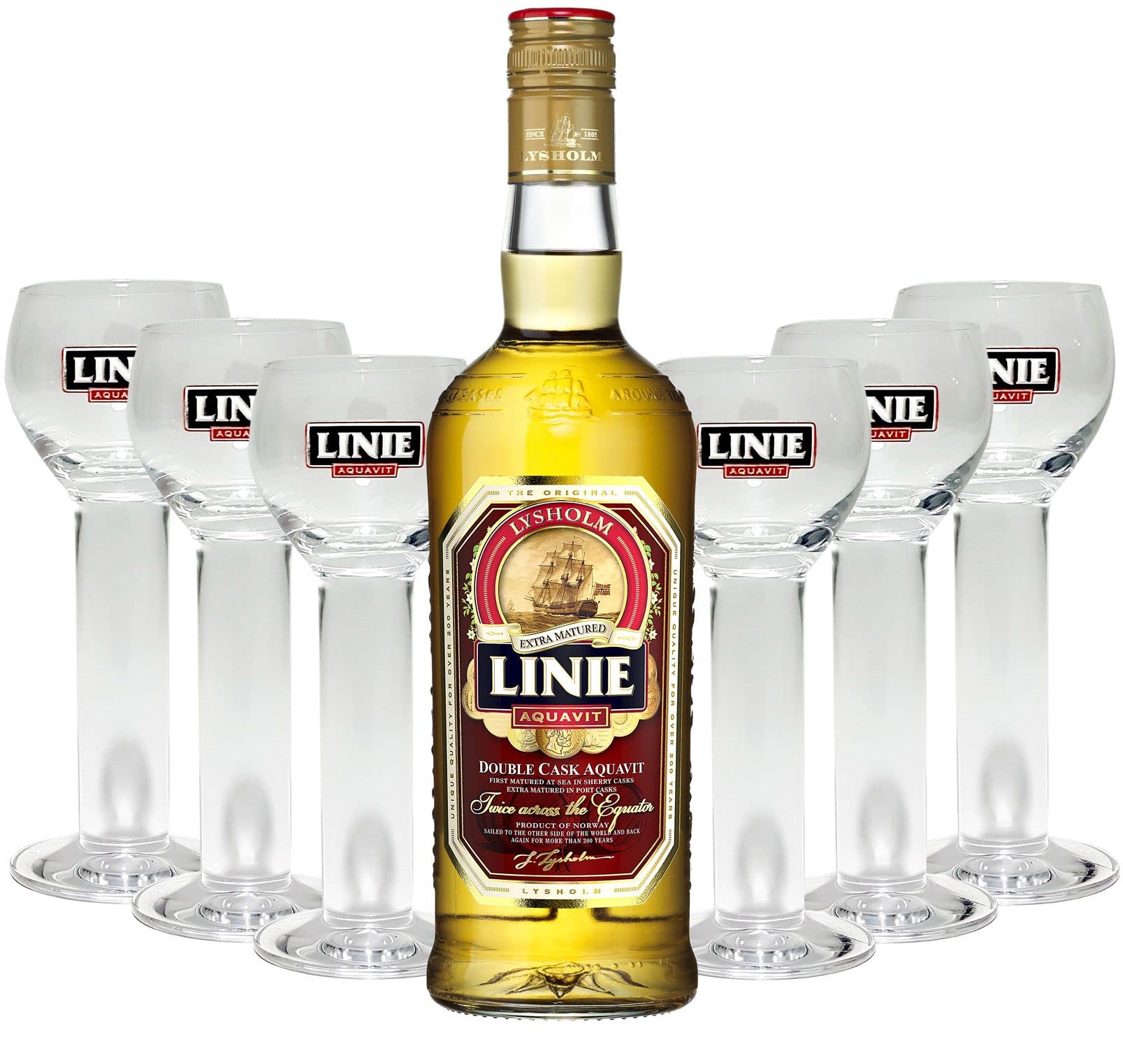 Linie Aquavit - Doppelfass Port - 41,5 Vol.-% - Fassgelagert - 0,7 l + 6 Gläser