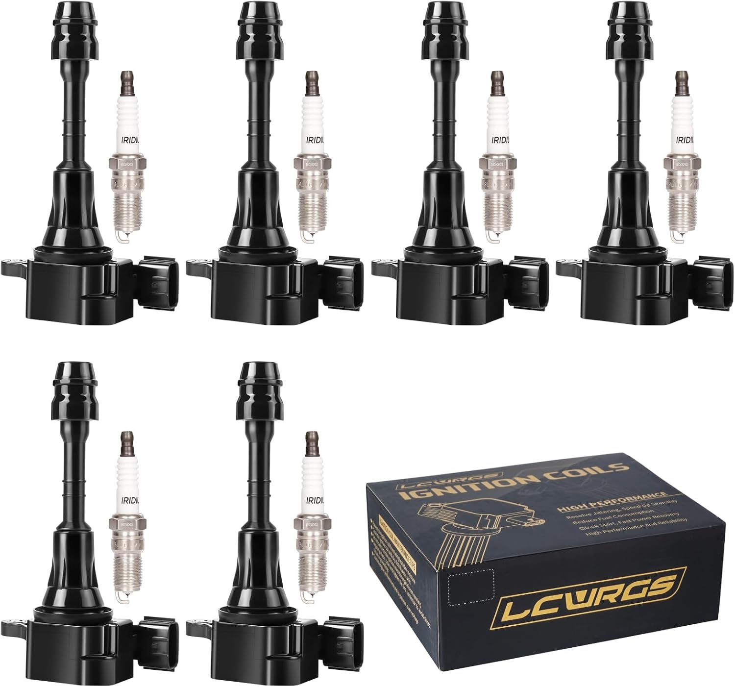 Set of 6 Ignition Coil Pack and Spark Plugs fits for