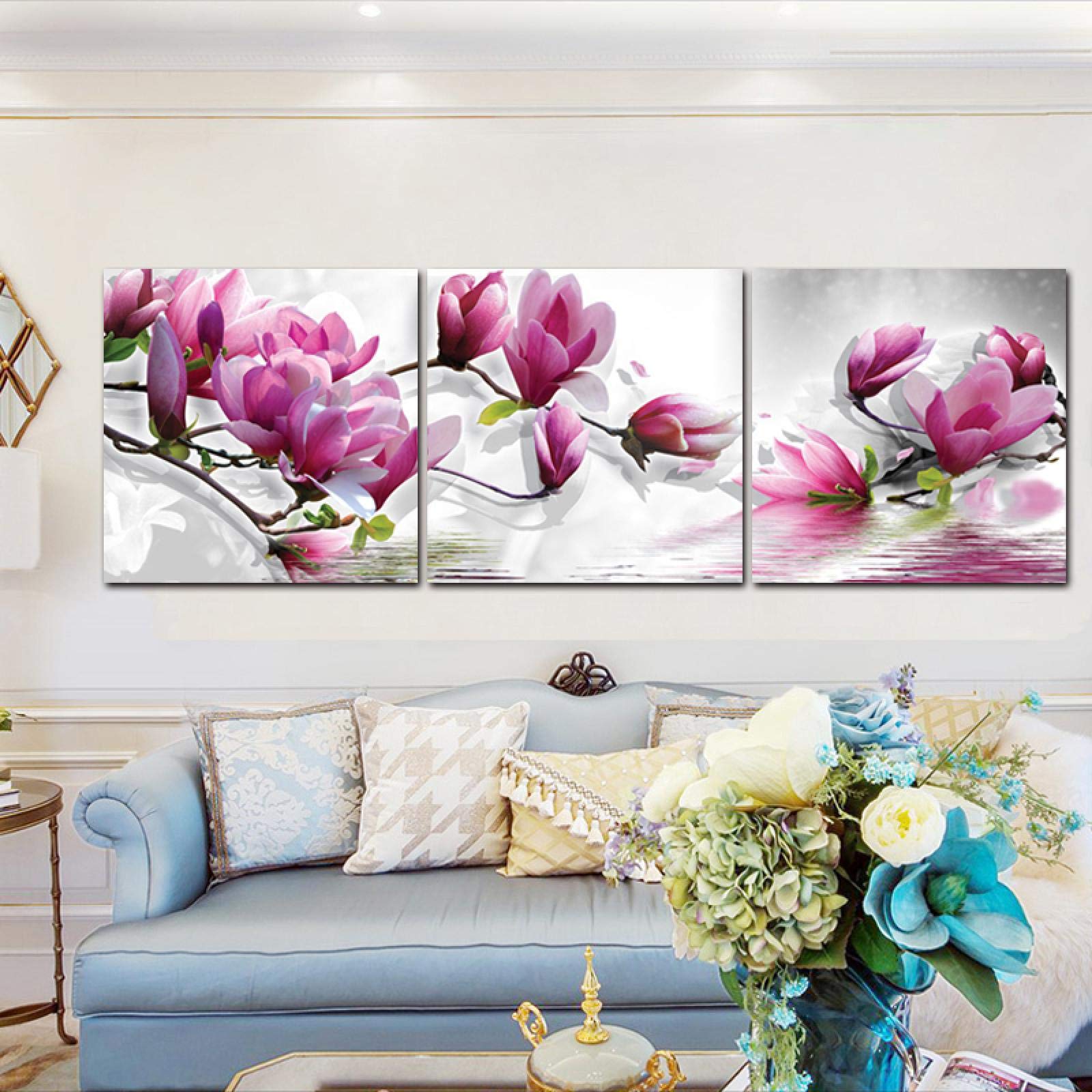 Quadro Su Tela Magnolia – Stampa Artistica Moderna Per Soggiorno, 80x160 Cm Senza Cornice