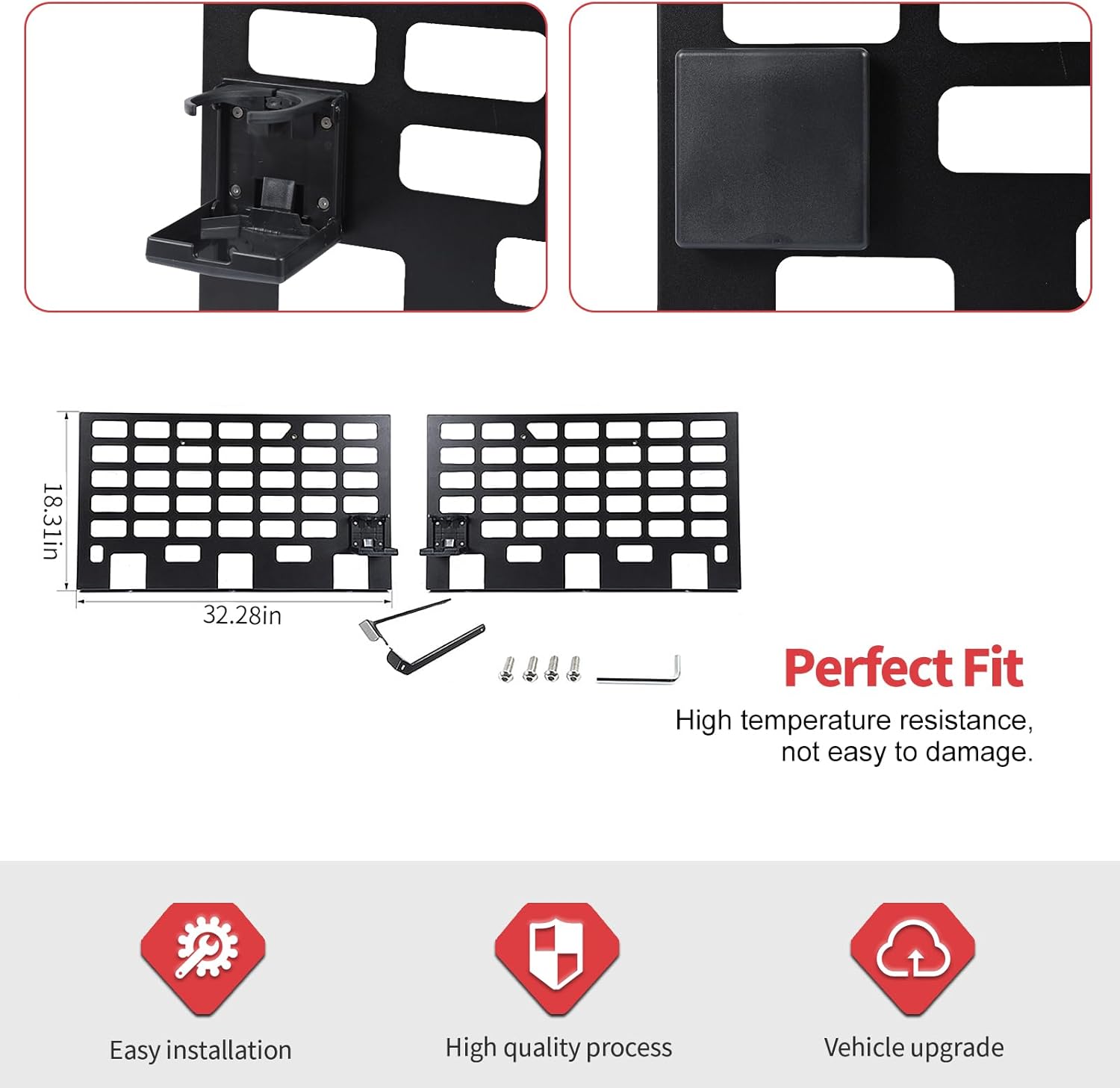 2PCS Rear Window Storage Rack Molle Panels Fit for Jeep Wrangler JLU 4 Door 2018-2025