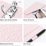 Ospelelf Vintage Couverture rigide 3 Anneau 1 inch Binder en cuir, Organisateur de reliures professionnel adapté aux documents de taille de lettre, Diviseurs en briques avec onglets, Cuir rose faux