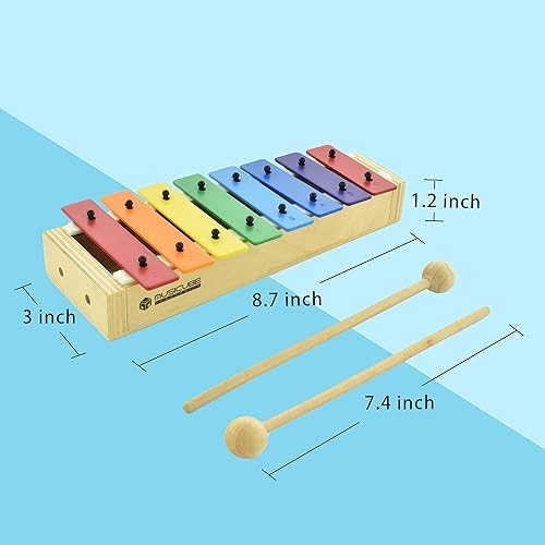 Miniatura 11 de MUSICUBE Xilófono para niños, xilófono de madera con mazos, instrumento de música Orff para educación preescolar, kit de percusión para bebés