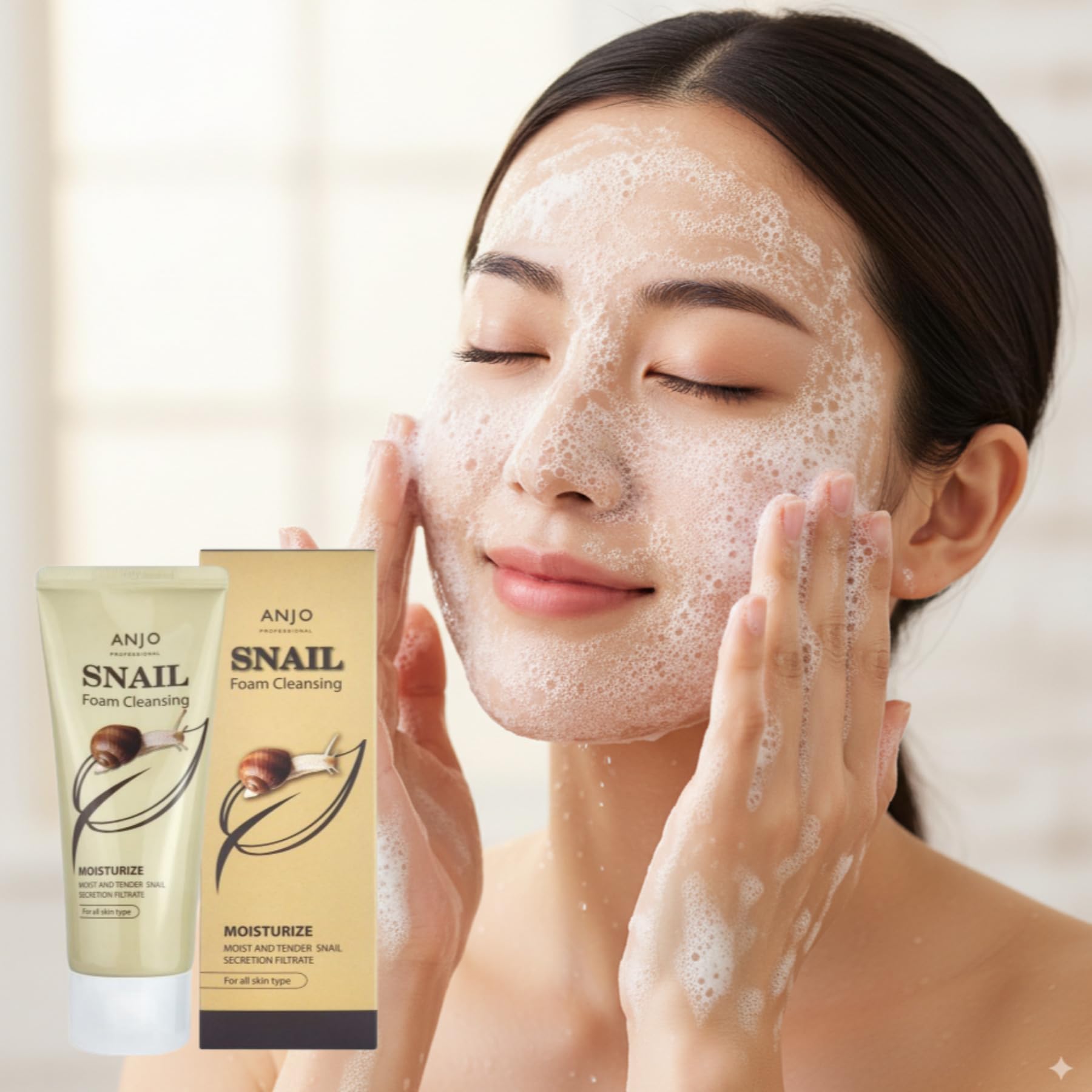 Amazon.com: Anjo Premium Snail Foam Cleanser 100ml 2 Pack - Korean