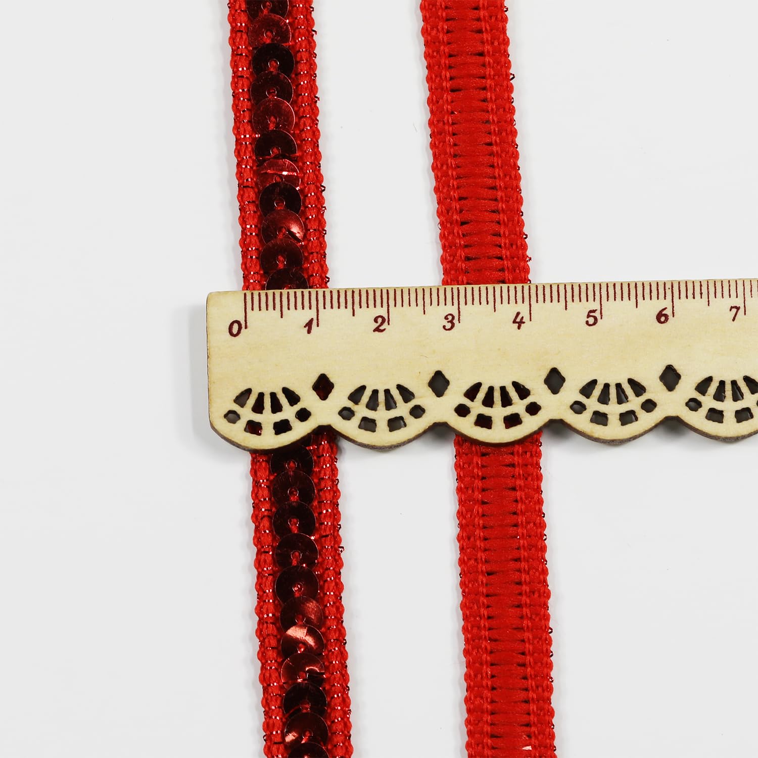 Length10 Yards?Wide 12mm/0.47 inch Red Sequin Ribbon Trim,for Sewing DIY Crafts Costume Home Decorative(Red)