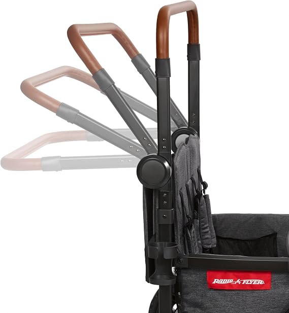 Radio Flyer Voya Quad Stroller Wagon and Graco Car Seat Adapter Bundle, 4-Seater Collapsible Wagon with Low Sides and Adjustable Canopies, Gray
