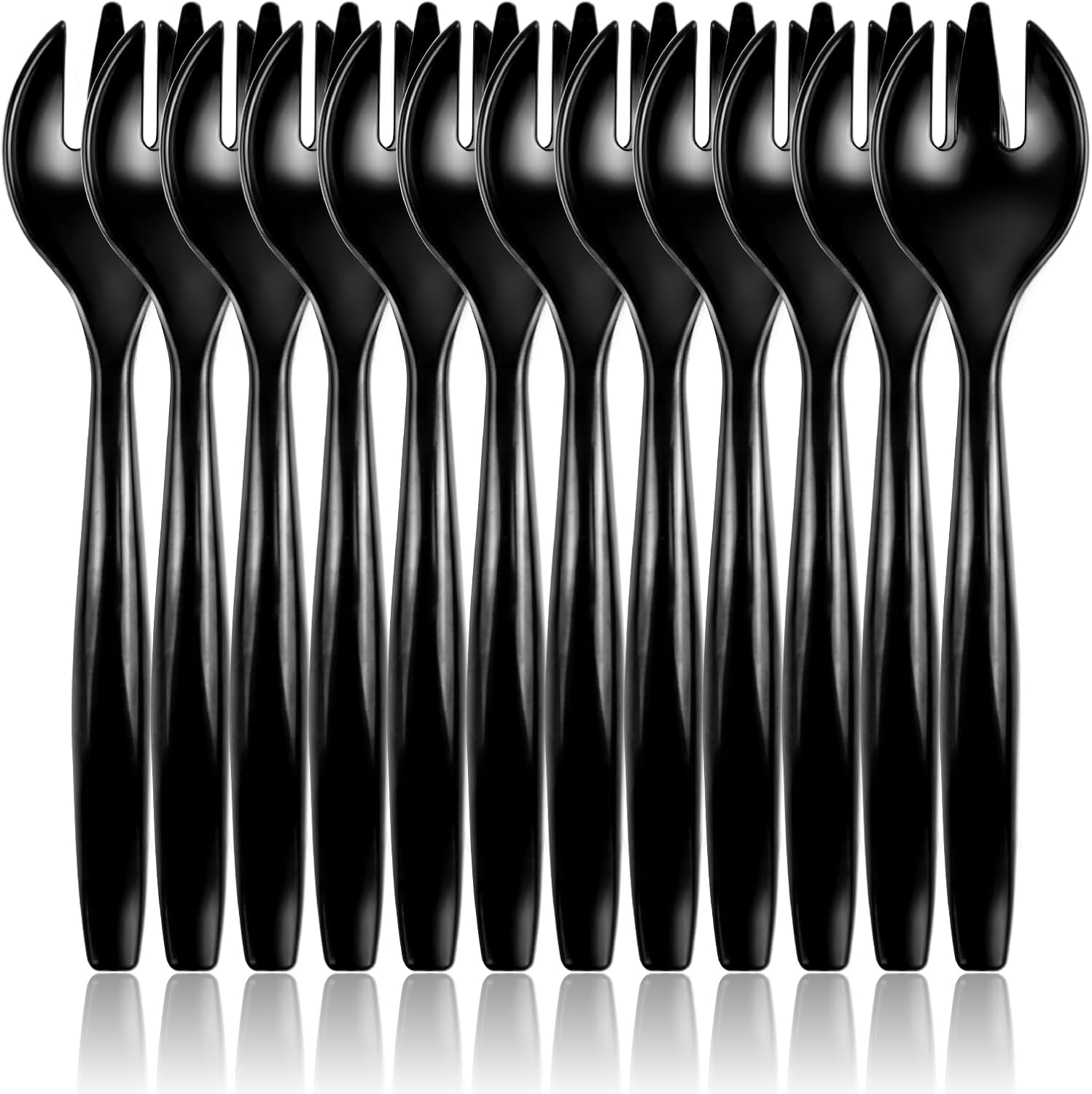 CXPSINC 12 Count Clear Plastic Serving Forks, 10" Disposable Heavy Duty Plastic Serving Utensils for Catering Weddings Parties Buffets Events and Stock Your Home (Clear, 12PCS Forks)