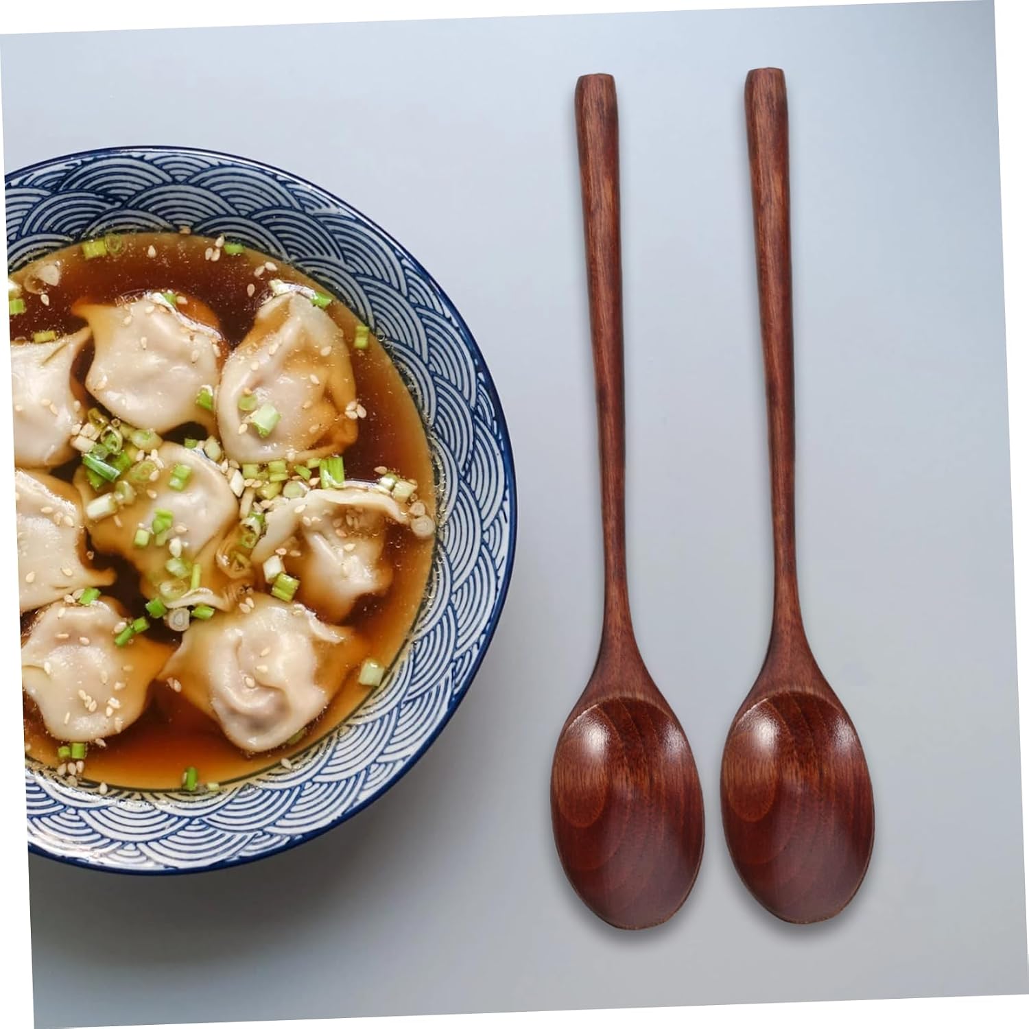 Wooden Spoons for Cooking,6pcs Long Handle Old Lacquer Spoon Cooking Utensils Dinnerware+Sets Spoons Food Handle Asian Soup Kitchen Portable