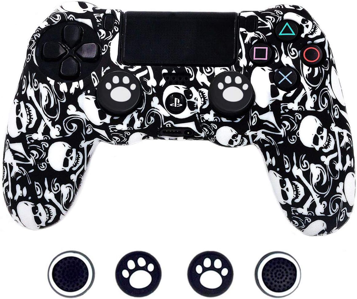 Taifond Anti-Slip Silicone Controller Cover Protective Skins for PS4/SLIM/PRO Controller (Skull 1.0)