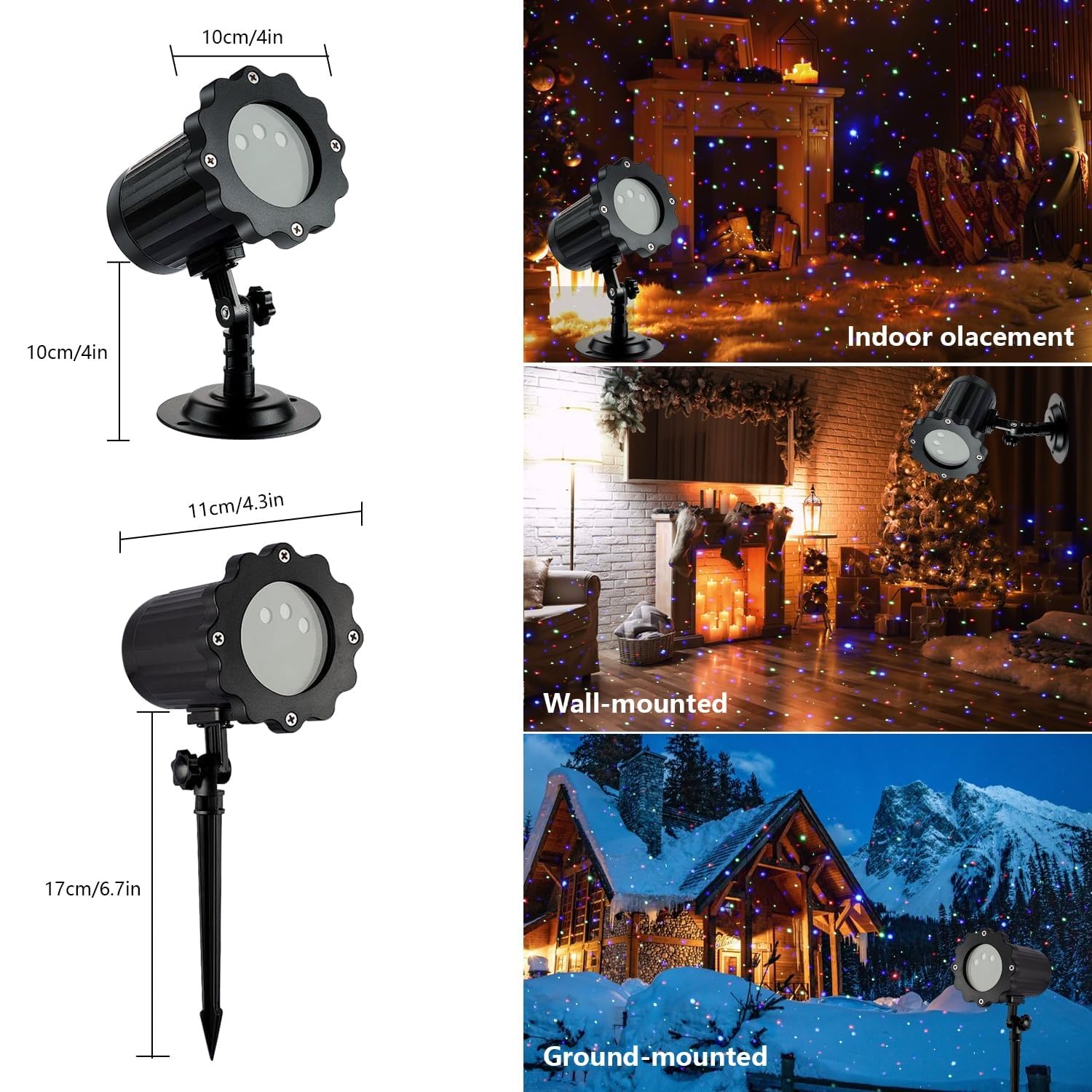 Projecteur de Noël à LED pour extérieur - Projecteur étoilé - Étanche - Avec 3 modes de fonctionnement - Pour décoration de vacances et événements