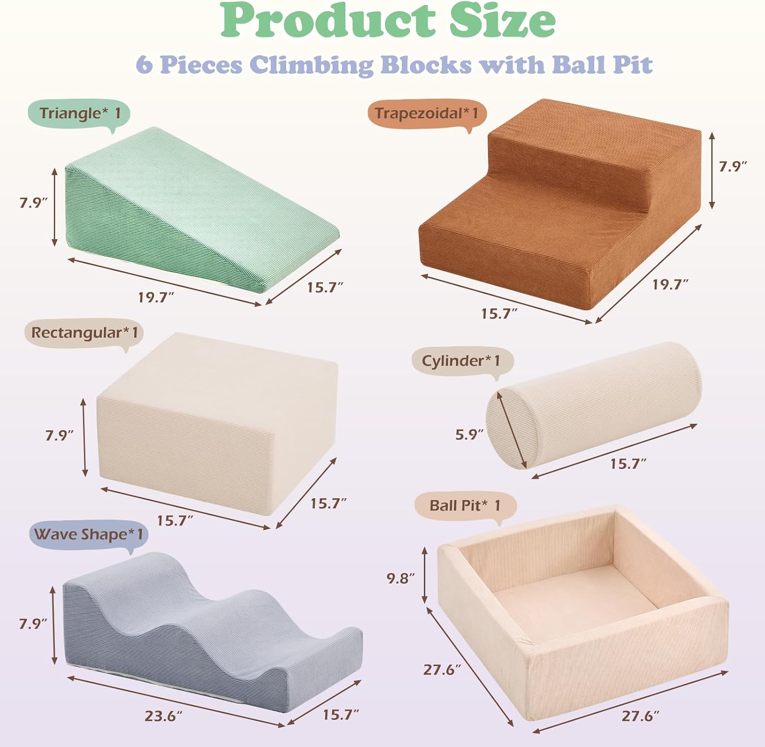 Climbing Toys for Toddlers, 6-piece Soft Foam Climbing Blocks with Ball Pit thumbnail