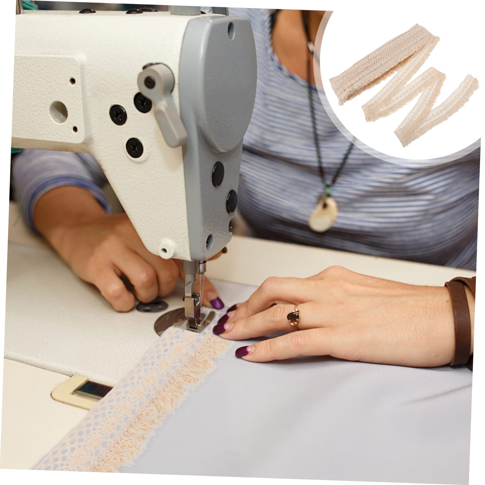 Angoily 2 Stück Baumwoll Fransenspitze Dekorative Diy Bordüre für Tischdecken Kleidung und Handarbeiten für Hochzeiten und Kreative Projekte Yards