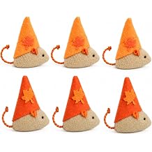 Catnip Mouse Toys 6 Pack with Maple Leaf Hats for Indoor Cats