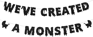 Halloween Gothic Baby Shower Decorations Banner, Monster Baby Shower Decorations, We've Created a Monster Banner for a Baby Is Brewing Baby Shower Halloween Decorations
