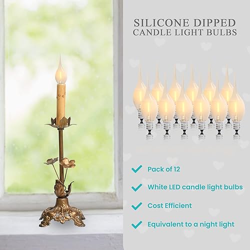 Miniatura 4 de Bombillas LED de vela sumergidas de silicona, color blanco brillante, bombillas LED de silicona para velas, 12 unidades, 7 vatios, equivalente a