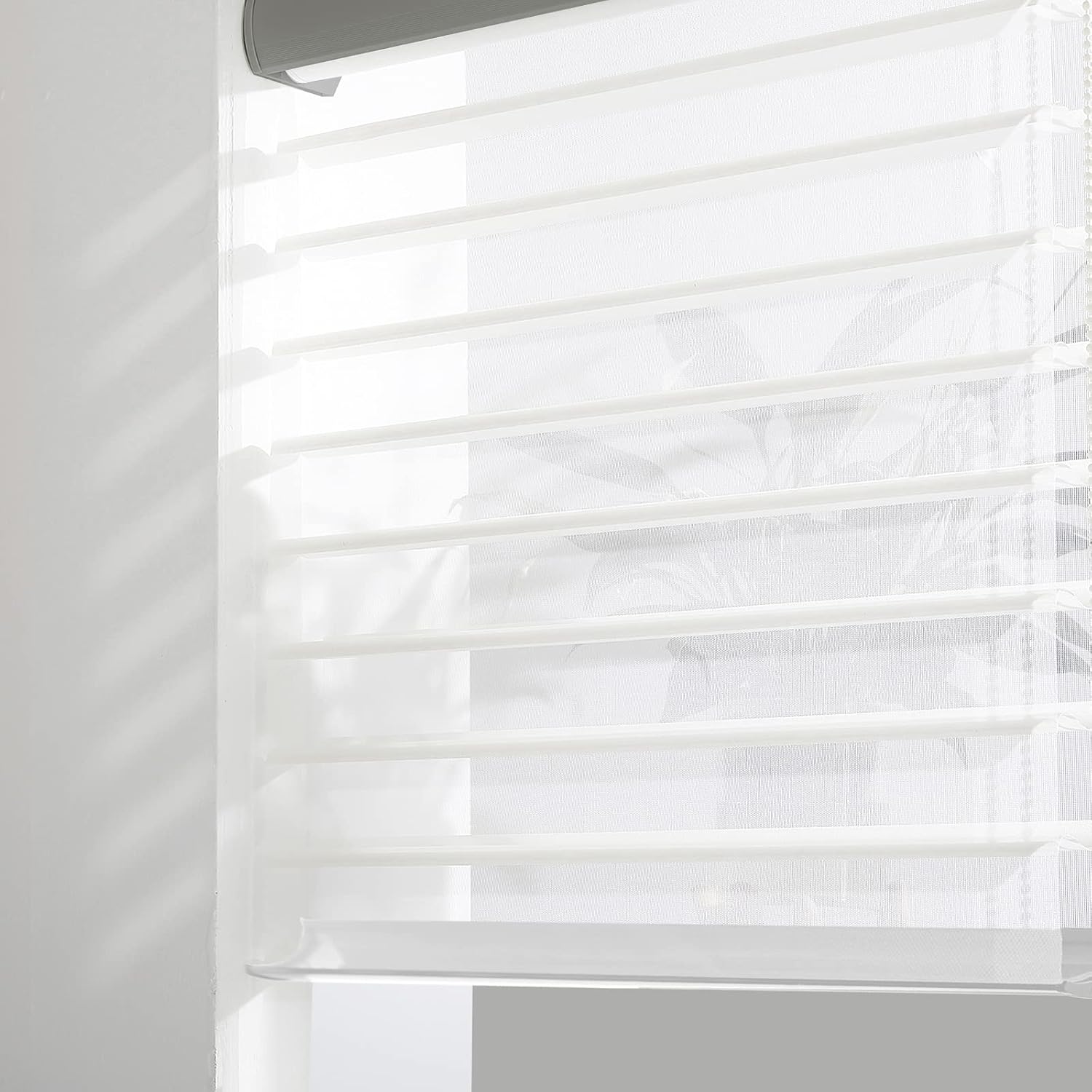 Custom Size Blackout Roller Window Shades Shangri-La Triple Sheer Shades UV Protection Energy Saving Thermal Insulated Roller Blinds Light Control for Day and Night Light Grey XG6012-4