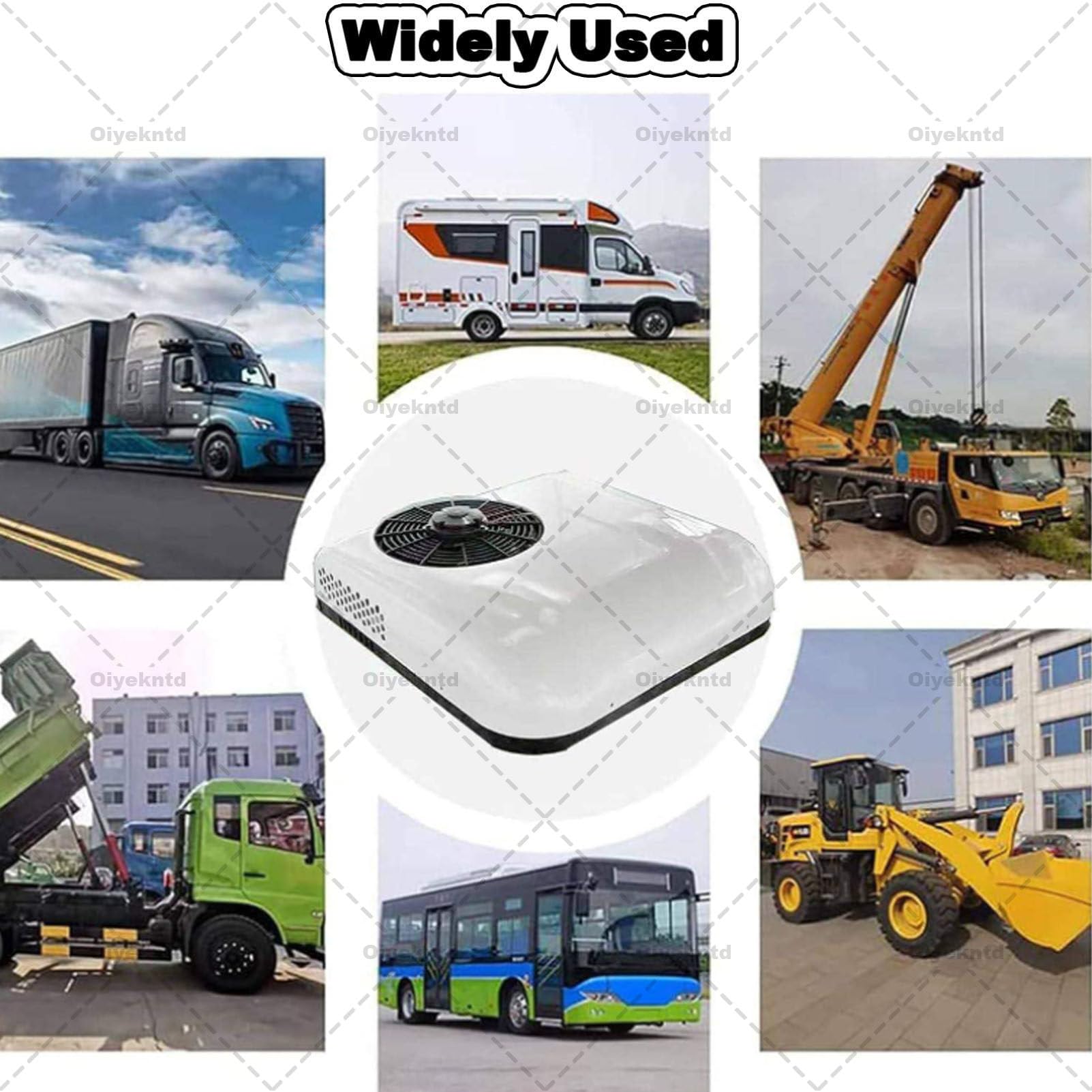 Unità CA slim fit per camper, condizionatore d'aria silenzioso da 12 V per furgoni, camion, rimorchi, quinta ruota, carrello da golf, camper
