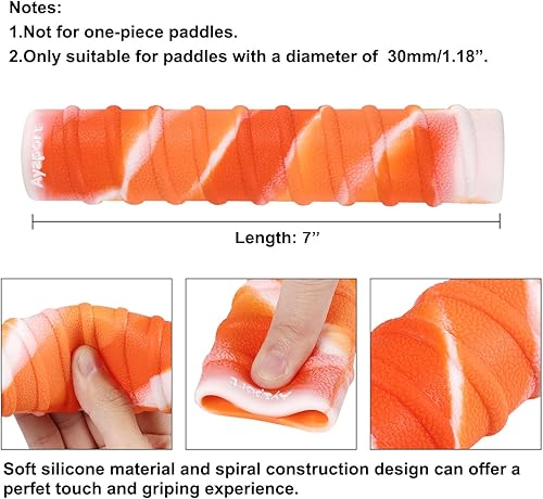 Miniatura 2 de Ayaport Empuñaduras de remo para kayak, envolturas de silicona antideslizantes para prevención de ampollas, accesorios de kayak para remos