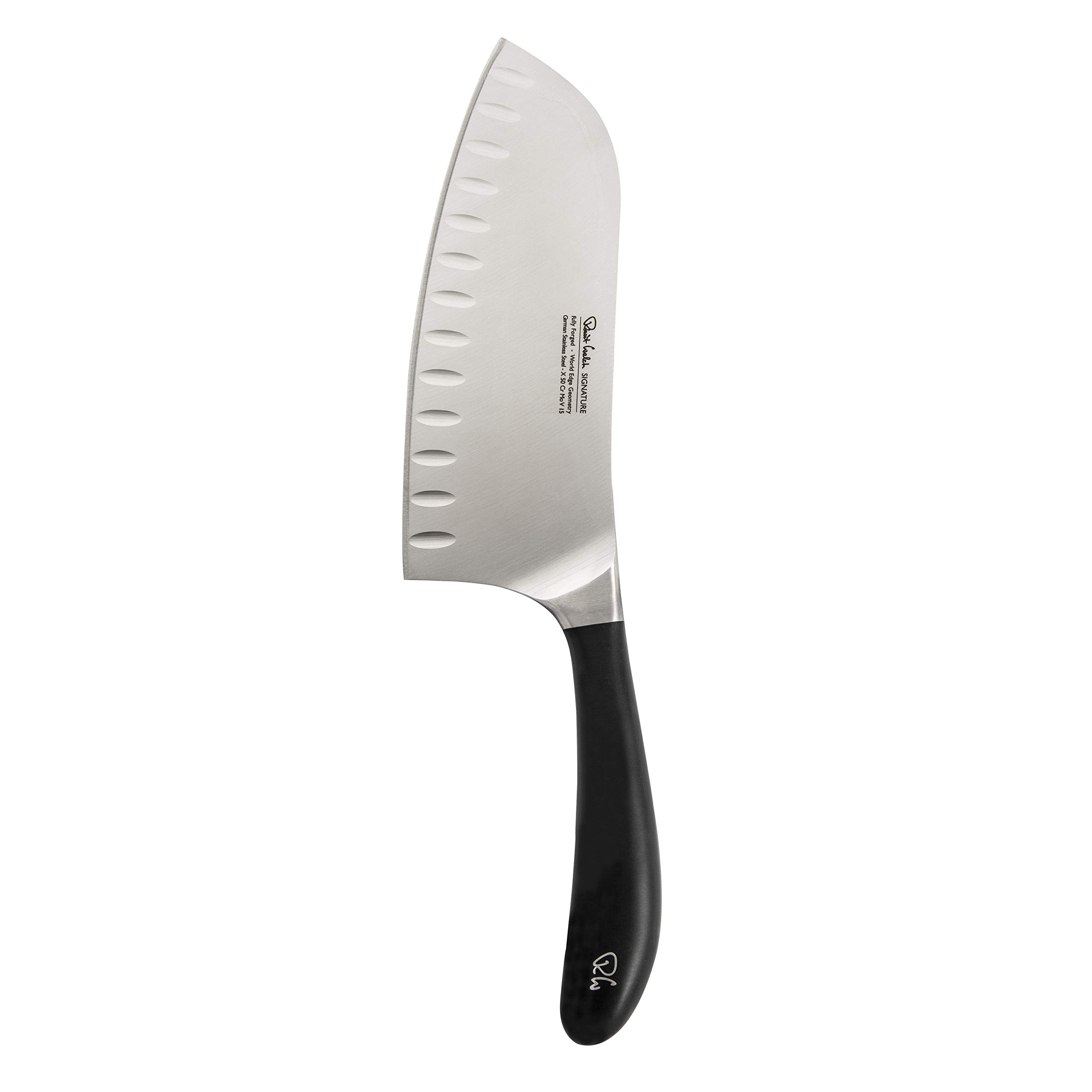 Robert Welch Stainless Steel With Black Handle Signature Deep Santoku Knife, 17 Cm - Multi Award Winning British Design - Crafted From German 1.4116 Stainless Steel. Suitable For Fine Slicing And Dicing.
