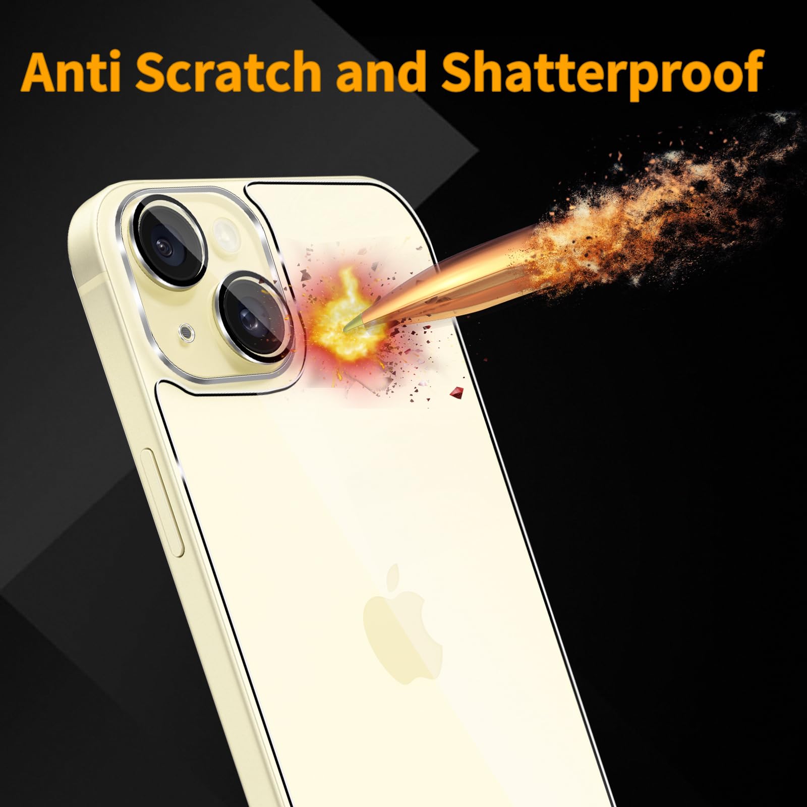 Wookfiss Back Vetro Temperato per iPhone 15, 2 Pezzi Back Pellicola Protettiva e 2 Pezzi Pellicola Fotocamera, Durezza 9H, HD Anti Graffio Film compatibile con iPhone15