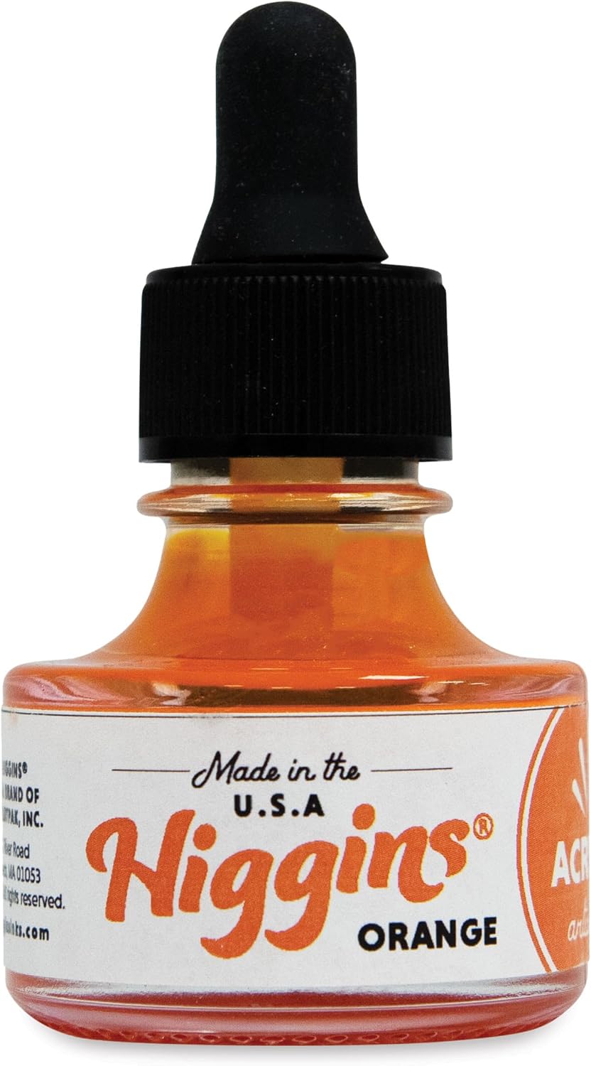 Higgins Acrylic Ink - Orange, 1 oz