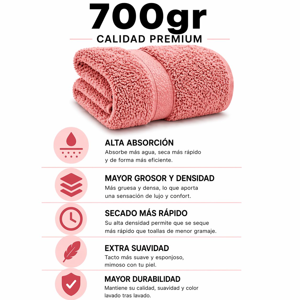 TRAMAS+ Pack 4 Toallas 100% Algodón 700 gr, Lavabo y Ducha