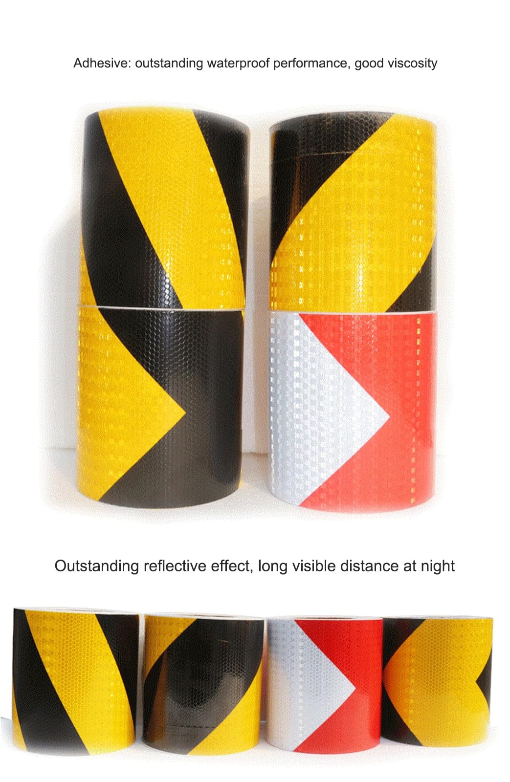 Cinta, cinta reflectante, Cinta de seguridad reflectora 11,8 pulgadas x 82 pies, cinta señalización for remolques, camiones y automóviles, color negro amarillo(Red White)