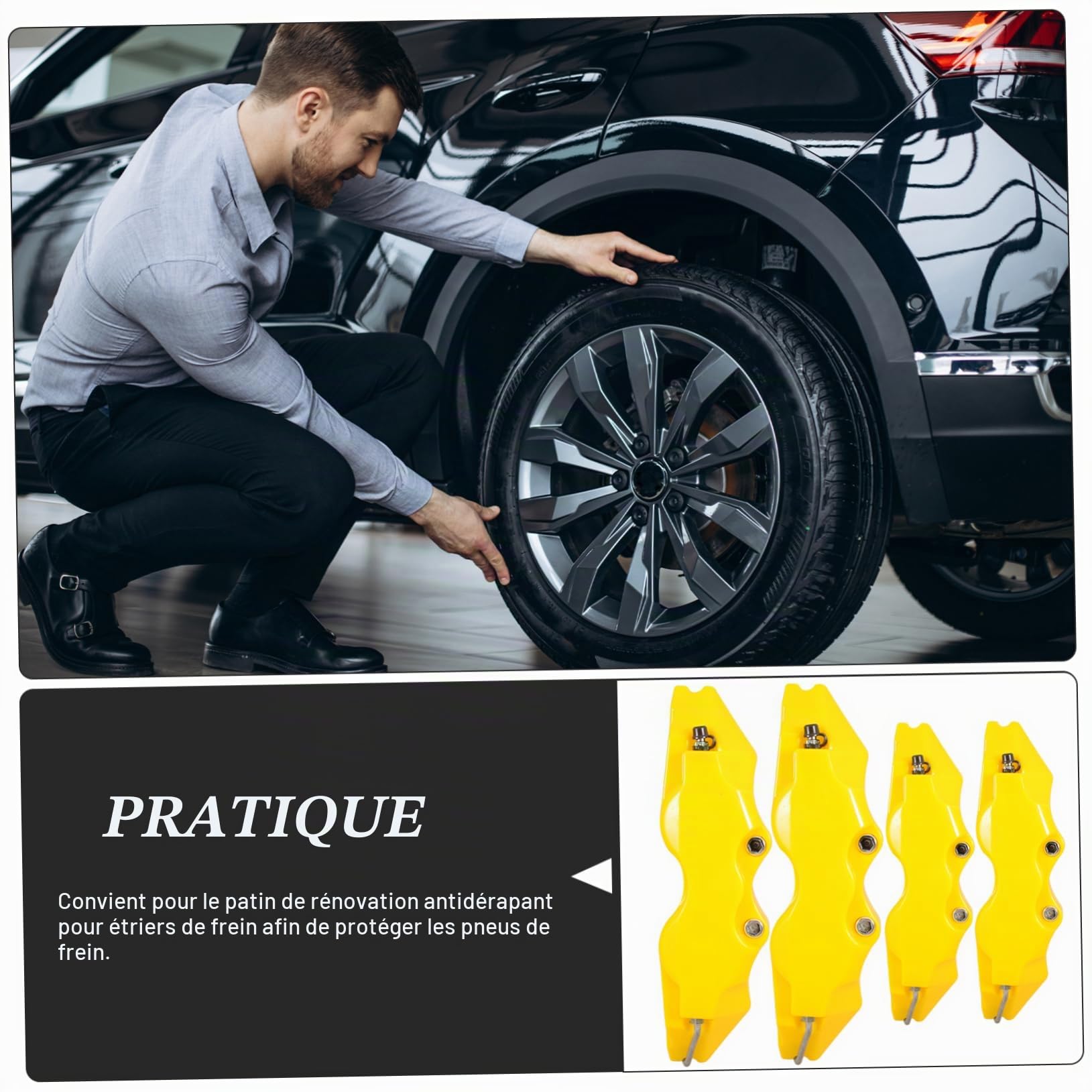 Couverture des Étriers De Frein Kit De Couvercles D’Étrier De Frein 3D 2 Ensembles Protection Complète Installation Facile pour Voiture Course Et Modifications Auto