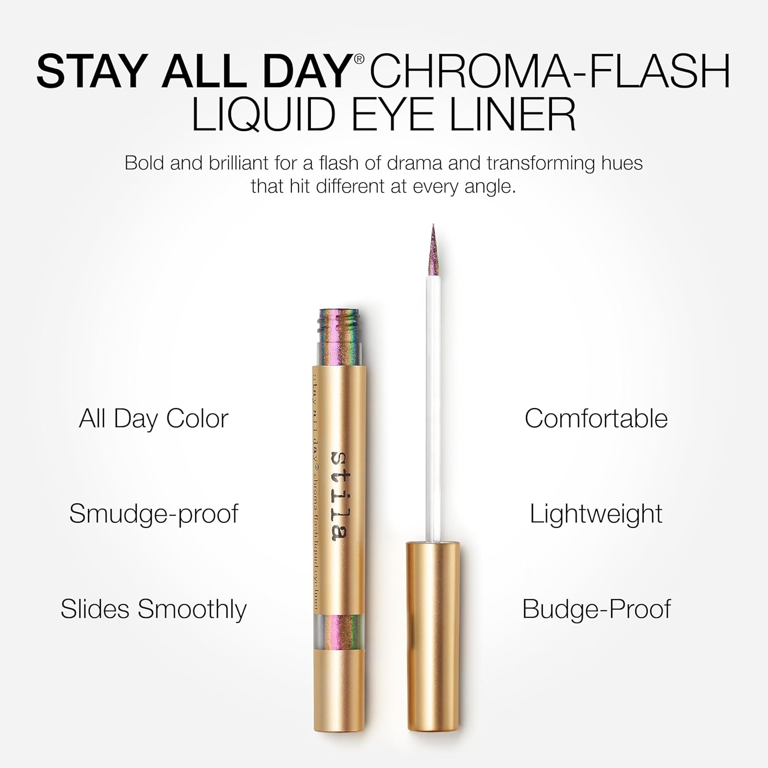 stila Stay All Day® Chroma-Flash Liquid Eye Liner | Long-Wear Shade-Shifting Metallic Liner with Chrome Finish | Smudge-Proof, Fade-Resistant | Precision Brush Tip | Bold, Multi-Dimensional Color