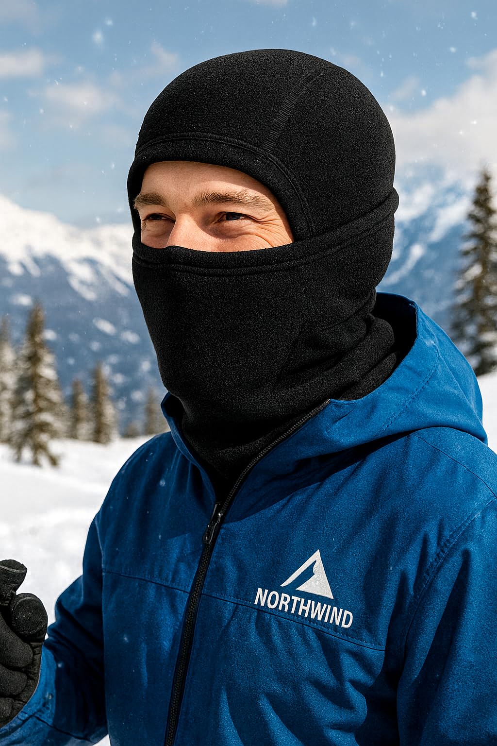 NORTHWIND Winter mask for Men Unisex Polar Fleece Thick Warm Full Cover Face Mask Winter Cap ski mask Winter Accessories for Men Cold Weather (Black) 1