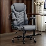 Amseatec Big and Tall Office Chair with Footrest, Ergonomic Leather High Back Computer Chair Infinite Lock Reclining 90°-135°,20 Spring Packs,300lbs Executive Desk Chair for Home Office(Black)