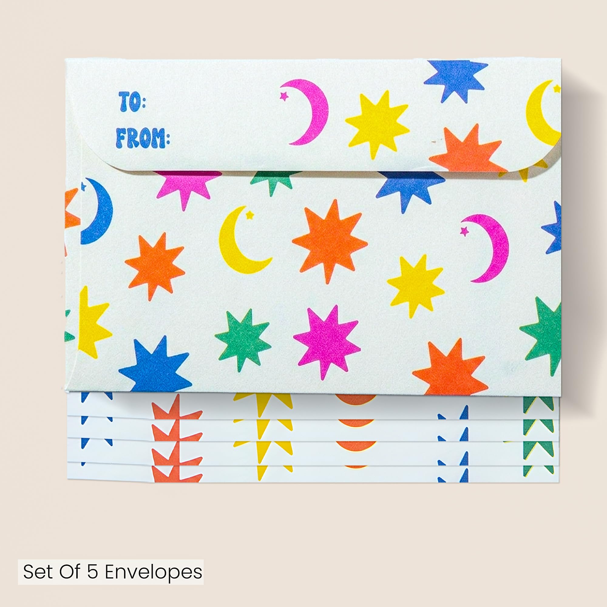 Eid Mubarak Money Envelopes – Eidee Cash Envelopes with Crescent Moon & Star Design – Eid Mubarak Gift Set of 5 – 6.5 x 3.625 Inches