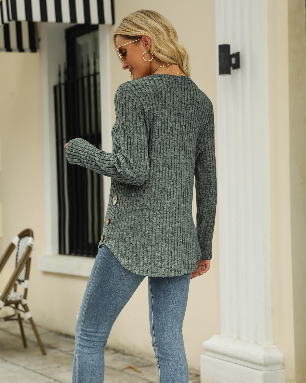 Lylinan Womens Tops Fall Clothes Long Sleeve Shirts Casual Cozy Sweaters Ladies Fashion Tunics S-XXL - Image 3