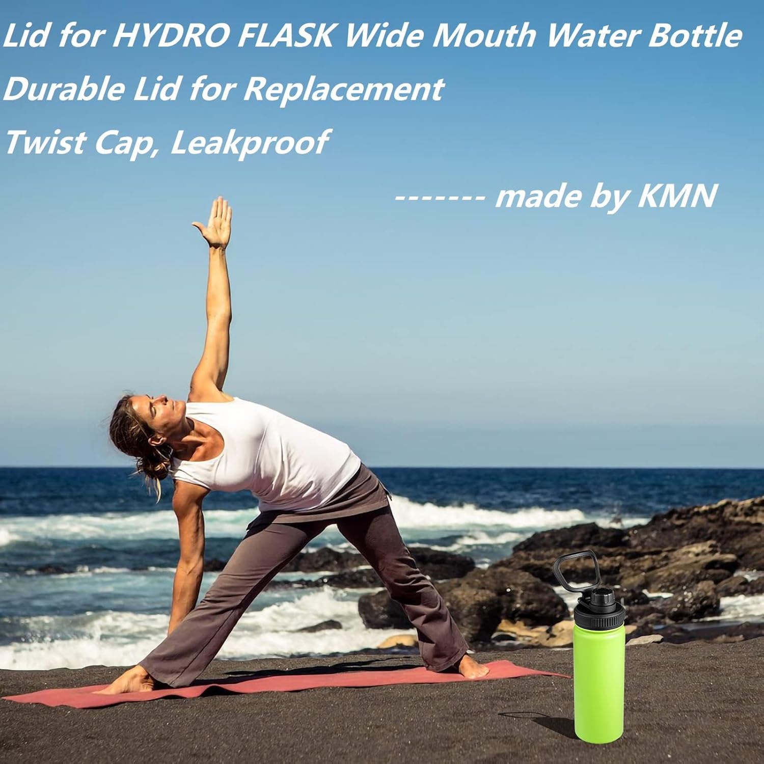 Lid for Hydro Flask Wide Mouth Sport Water Bottles, Spout Lid for Hydroflask 18 oz 32 oz 40 oz Wide Mouth Bottle Lid Replacement Cap (Black) - Image 2